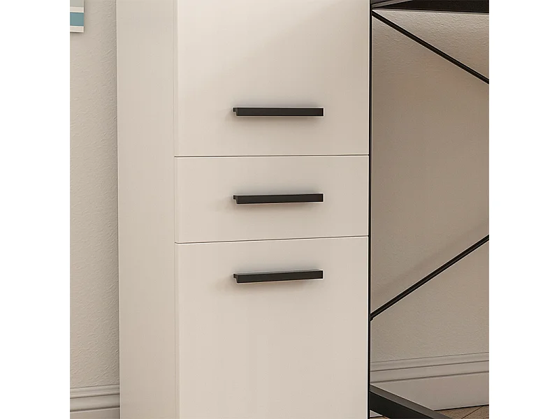 ÉTAGÈRE DE BUREAU AVEC TIROIR 2 ÉTAGÈRES ARMOIRE BLANCHE LIVRES CLASSEURS LOFT 85 CM