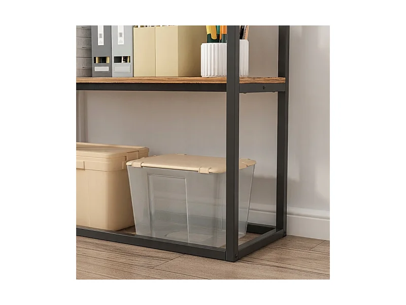 ÉTAGÈRE INDUSTRIELLE DE BUREAU LOFT EN BOIS 2 ÉTAGÈRES CONSOLE BRONZE RUSTIQUE