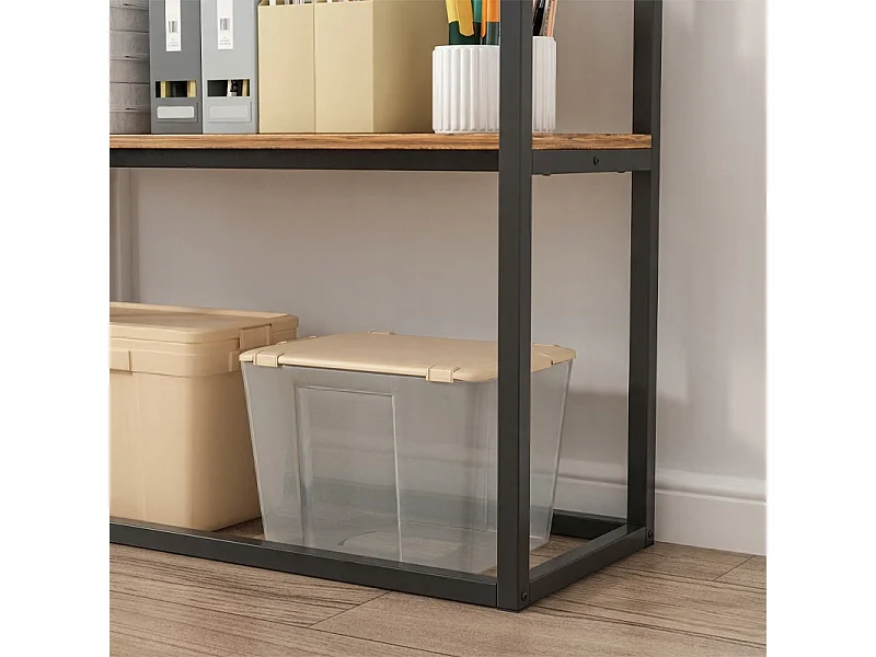 Industrielles büroregal loft aus holz 2 regalböden konsole rustikales braun