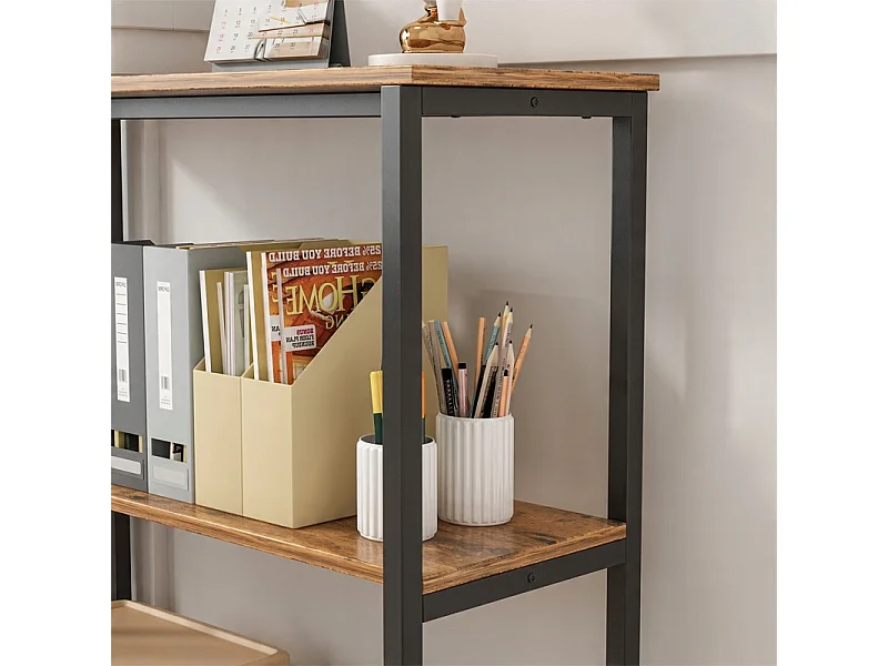 Industrielles büroregal loft aus holz 2 regalböden konsole rustikales braun