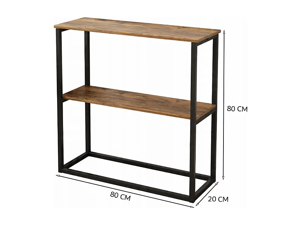 Industrielles büroregal loft aus holz 2 regalböden konsole rustikales braun