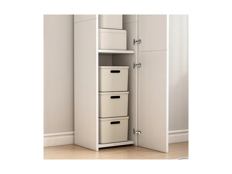 ÉTAGÈRE COLONNE BLANCHE MODERNE HAUTE 3 PORTES 170 cm ARMOIRE VERROUILLABLE