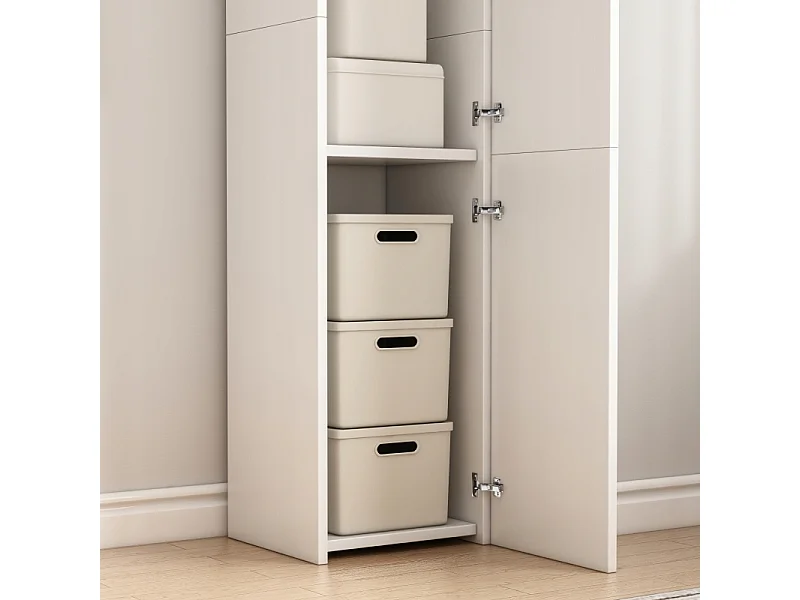 ÉTAGÈRE COLONNE BLANCHE MODERNE HAUTE 3 PORTES 170 cm ARMOIRE VERROUILLABLE