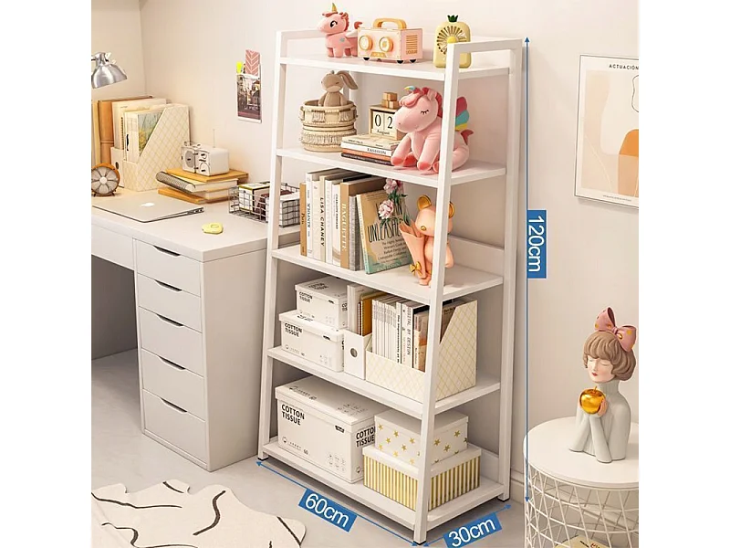 ARMOIRE ÉTAGÈRE BLANCHE MODERNE POUR LE RANGEMENT 5 ÉTAGÈRES OUVERTES 60 CM