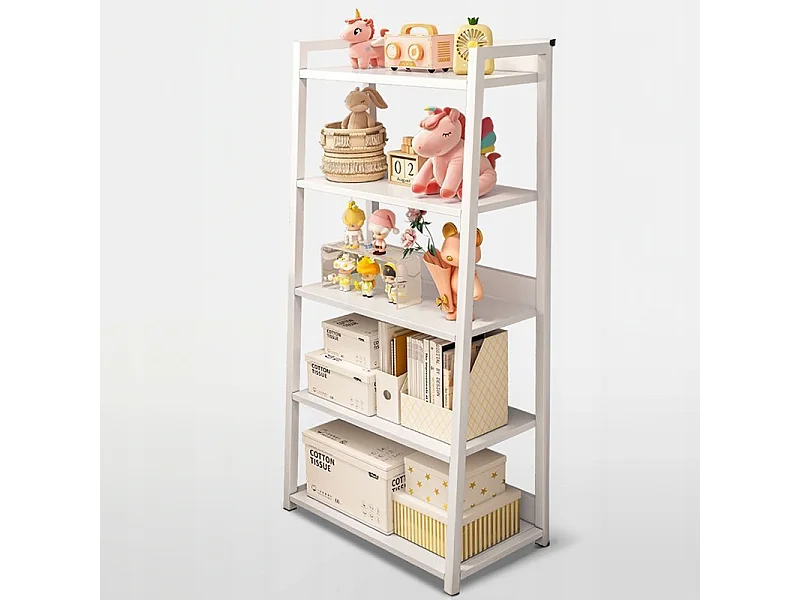 WEISSER MODERNER REGALSCHRANK ZUR AUFBEWAHRUNG 5 OFFENE REGALE 60 CM