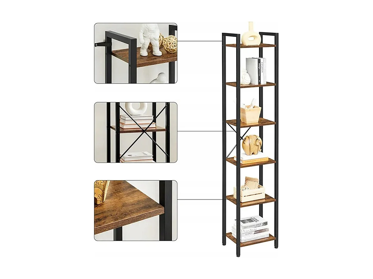 BÜRO-BÜCHERREGAL BIBLIOTHEK HOCH LOFT INDUSTRIAL VINTAGE-SÄULE