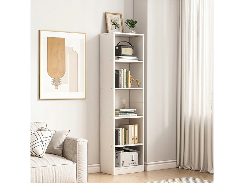 WEISSES STEHREGAL FÜR BÜCHER HOHE MODERNE REGALSTÄBE LOFT 182 cm