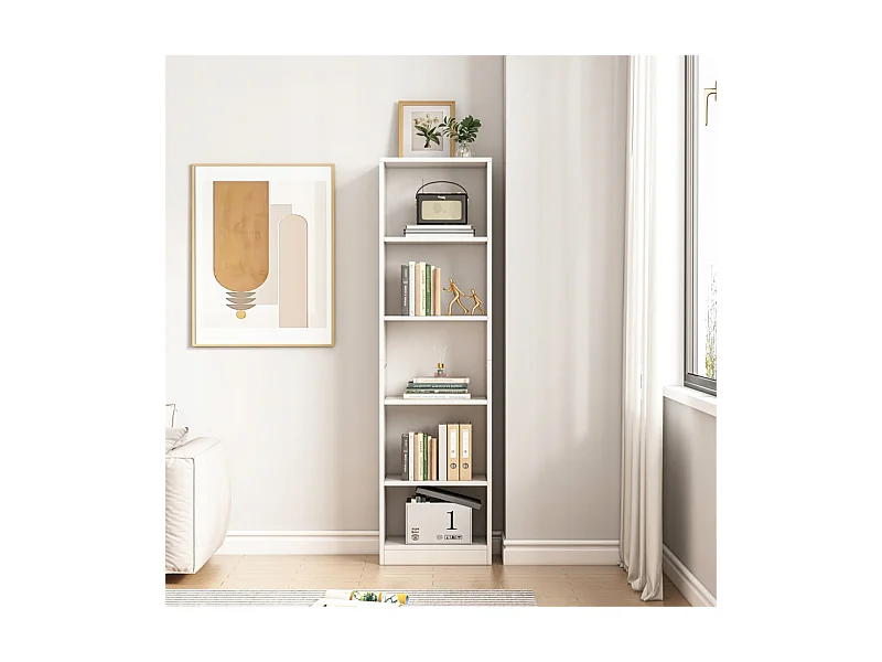 ÉTAGÈRE BLANCHE SUR PIED POUR LIVRES ÉTAGÈRES HAUTES MODERNES COLONNE LOFT 182 cm