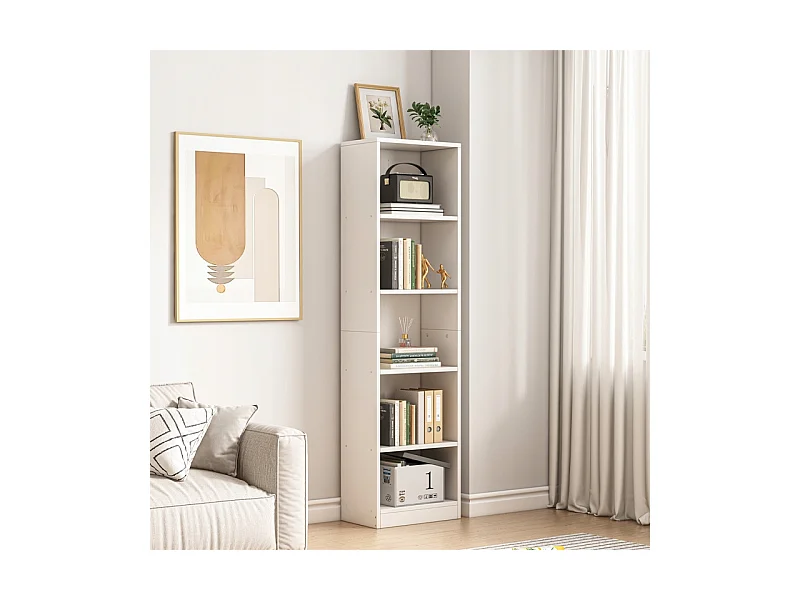 Biały regał stojący na książki półki wysoki nowoczesny słupek loft 182cm