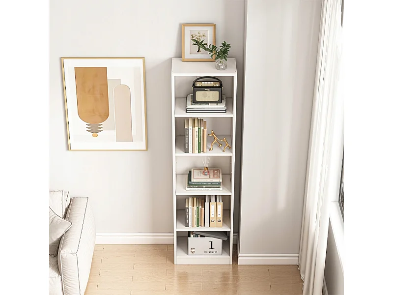 ÉTAGÈRE BLANCHE SUR PIED POUR LIVRES ÉTAGÈRES HAUTES MODERNES COLONNE LOFT 182 cm