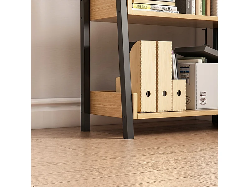Leiterregal für Bücher und Ordner aus schwarzer Eiche für das Büro oder Wohnzimmer im Loft-Stil