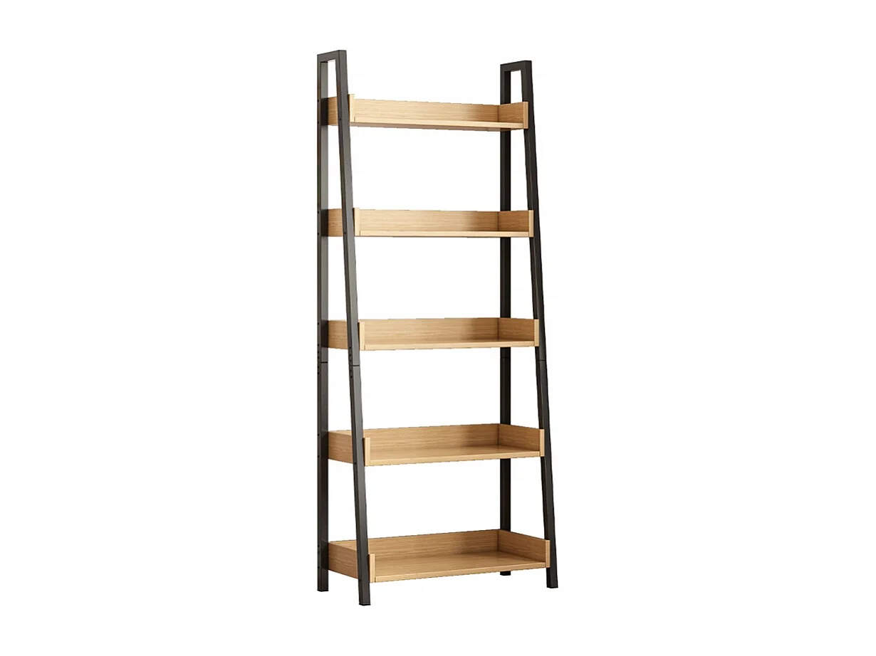 Leiterregal für Bücher und Ordner aus schwarzer Eiche für das Büro oder Wohnzimmer im Loft-Stil