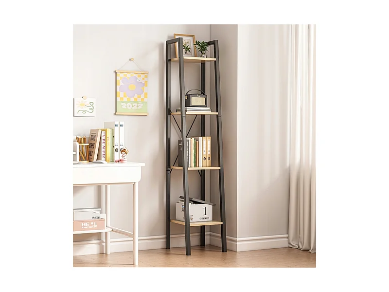 ÉTAGÈRE INDUSTRIELLE HAUTE BRONZE CLAIR 4 ÉTAGÈRES ÉCHELLE À LIVRES