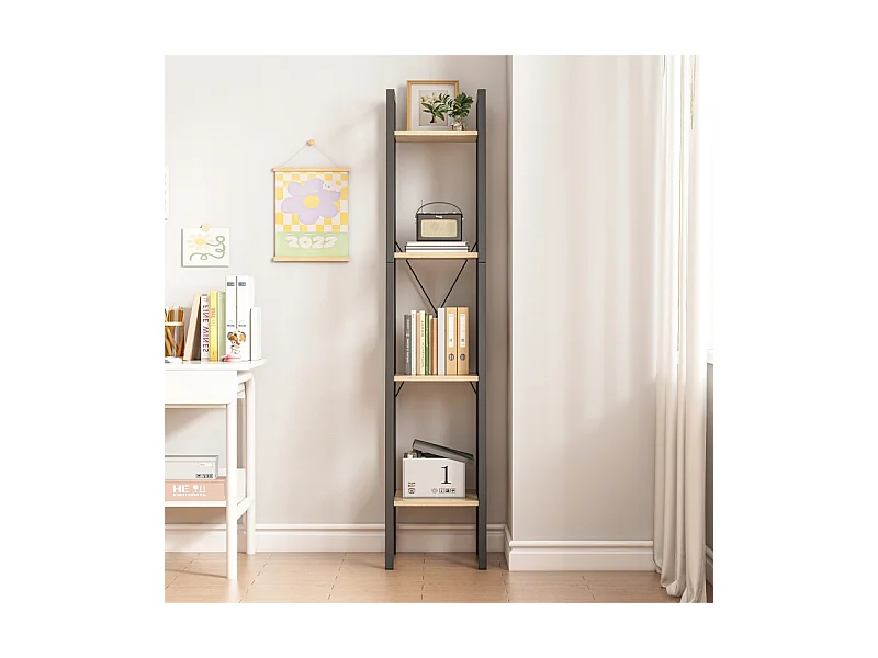 ÉTAGÈRE INDUSTRIELLE HAUTE BRONZE CLAIR 4 ÉTAGÈRES ÉCHELLE À LIVRES