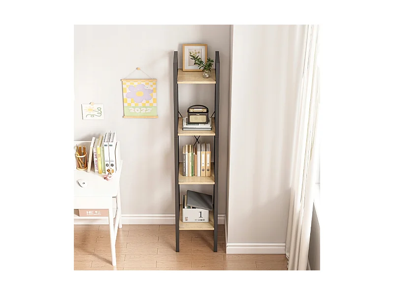 ÉTAGÈRE INDUSTRIELLE HAUTE BRONZE CLAIR 4 ÉTAGÈRES ÉCHELLE À LIVRES