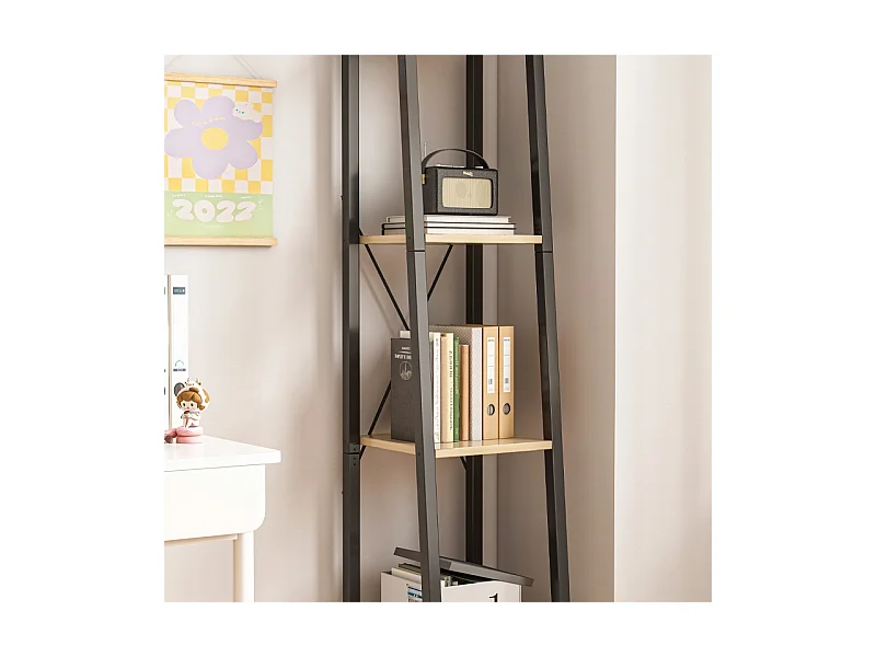 ÉTAGÈRE INDUSTRIELLE HAUTE BRONZE CLAIR 4 ÉTAGÈRES ÉCHELLE À LIVRES