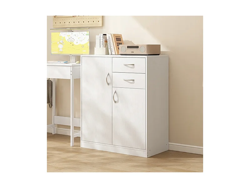 COMMODE MODERNE AVEC TIROIRS ET ÉTAGÈRES LOFT BLANCHE ÉTAGÈRE ARMOIRE PORTES 74 CM
