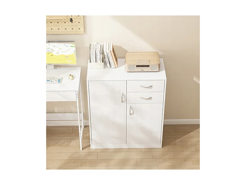 COMMODE MODERNE AVEC TIROIRS ET ÉTAGÈRES LOFT BLANCHE ÉTAGÈRE ARMOIRE PORTES 74 CM