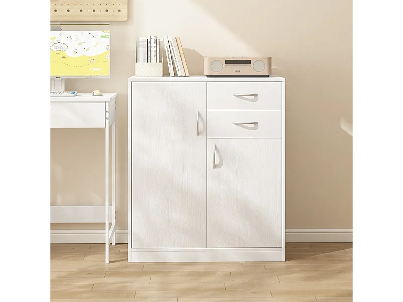COMMODE MODERNE AVEC TIROIRS ET ÉTAGÈRES LOFT BLANCHE ÉTAGÈRE ARMOIRE PORTES 74 CM