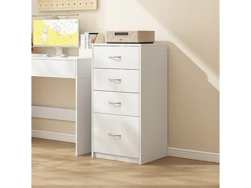 MODERNES REGAL MIT 4 SCHUBLADEN LOFT WEIßE KOMMODE BÜROKABINETT GROSS 85 CM