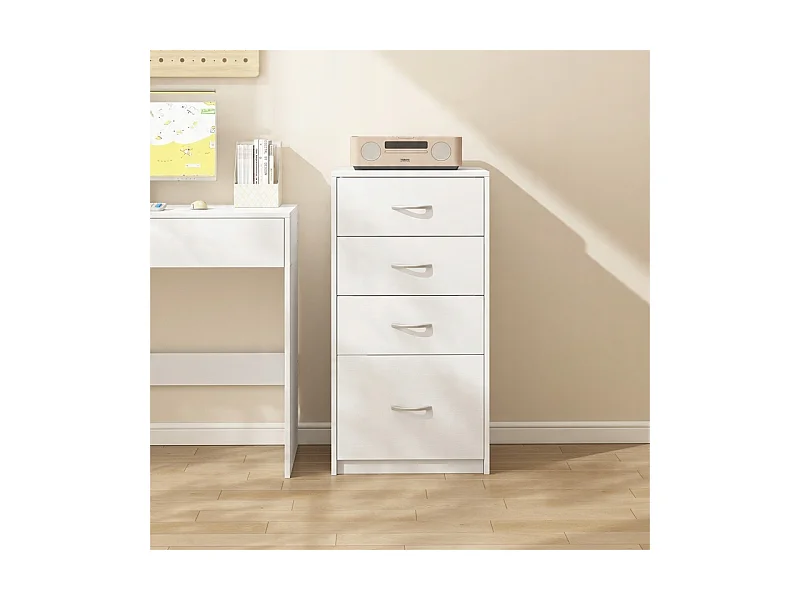 ÉTAGÈRE MODERNE À 4 TIROIRS LOFT BLANCHE COMMODE GRAND BUREAU 85 CM