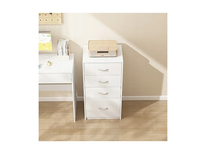 ÉTAGÈRE MODERNE À 4 TIROIRS LOFT BLANCHE COMMODE GRAND BUREAU 85 CM