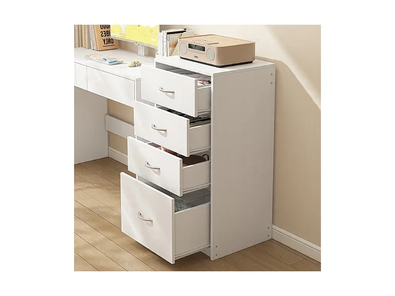 ÉTAGÈRE MODERNE À 4 TIROIRS LOFT BLANCHE COMMODE GRAND BUREAU 85 CM