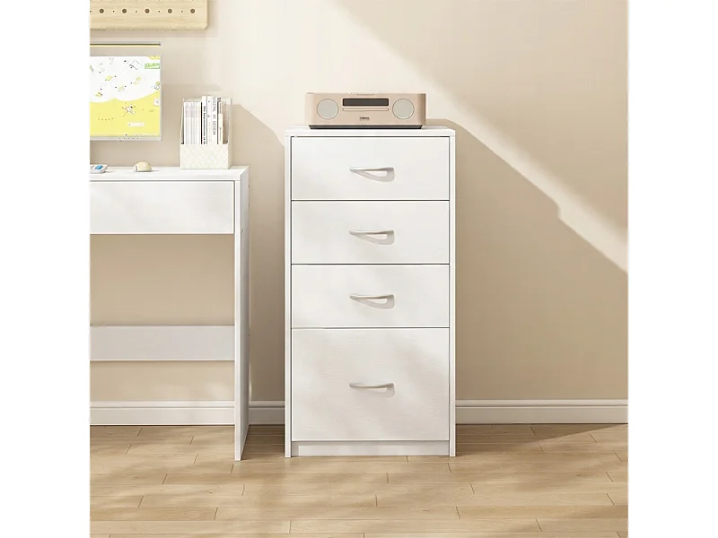 ÉTAGÈRE MODERNE À 4 TIROIRS LOFT BLANCHE COMMODE GRAND BUREAU 85 CM