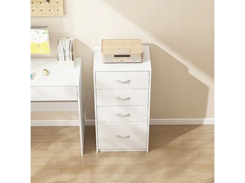 ÉTAGÈRE MODERNE À 4 TIROIRS LOFT BLANCHE COMMODE GRAND BUREAU 85 CM