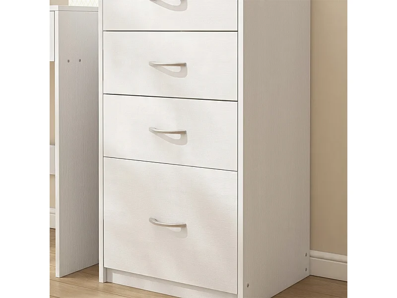 ÉTAGÈRE MODERNE À 4 TIROIRS LOFT BLANCHE COMMODE GRAND BUREAU 85 CM