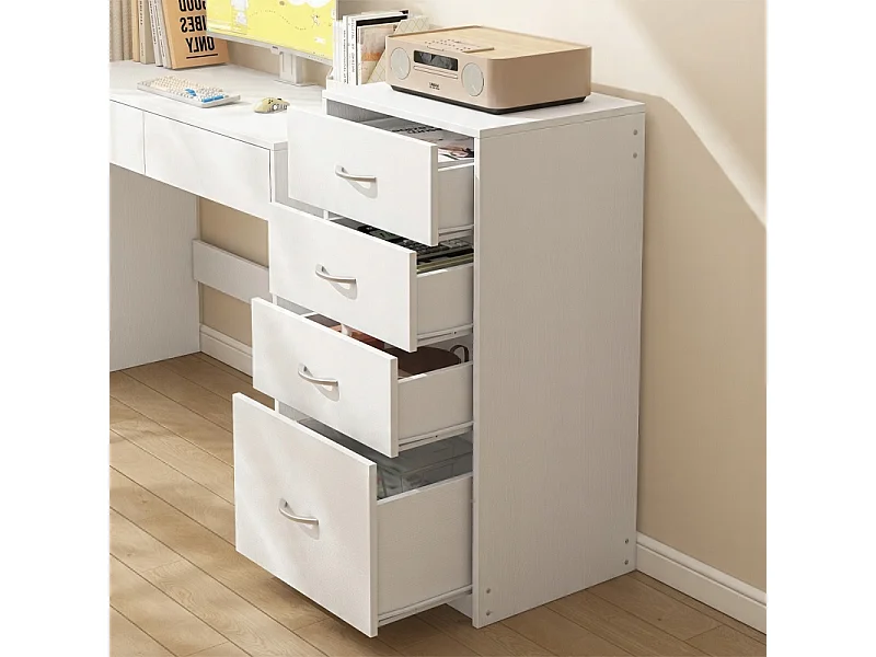 ÉTAGÈRE MODERNE À 4 TIROIRS LOFT BLANCHE COMMODE GRAND BUREAU 85 CM