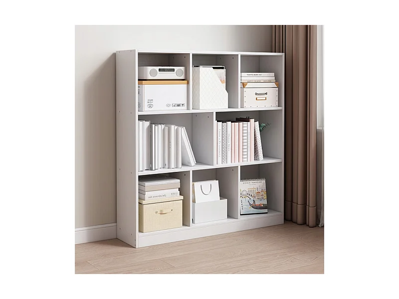 ÉTAGÈRE OUVERTE MODERNE BLANCHE ÉTAGÈRE ARMOIRE COMMODE 8 ÉTAGÈRES 100 CM