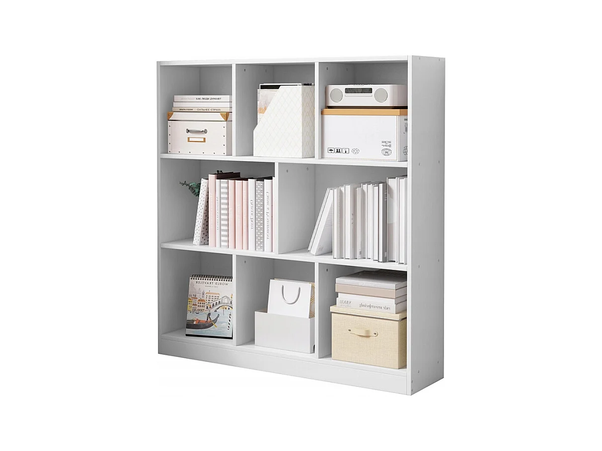 ÉTAGÈRE OUVERTE MODERNE BLANCHE ÉTAGÈRE ARMOIRE COMMODE 8 ÉTAGÈRES 100 CM