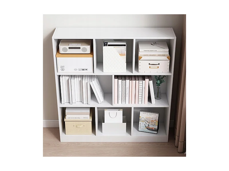 ÉTAGÈRE OUVERTE MODERNE BLANCHE ÉTAGÈRE ARMOIRE COMMODE 8 ÉTAGÈRES 100 CM