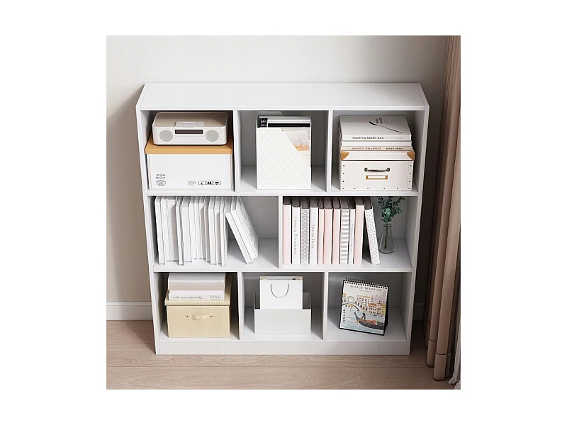 ÉTAGÈRE OUVERTE MODERNE BLANCHE ÉTAGÈRE ARMOIRE COMMODE 8 ÉTAGÈRES 100 CM