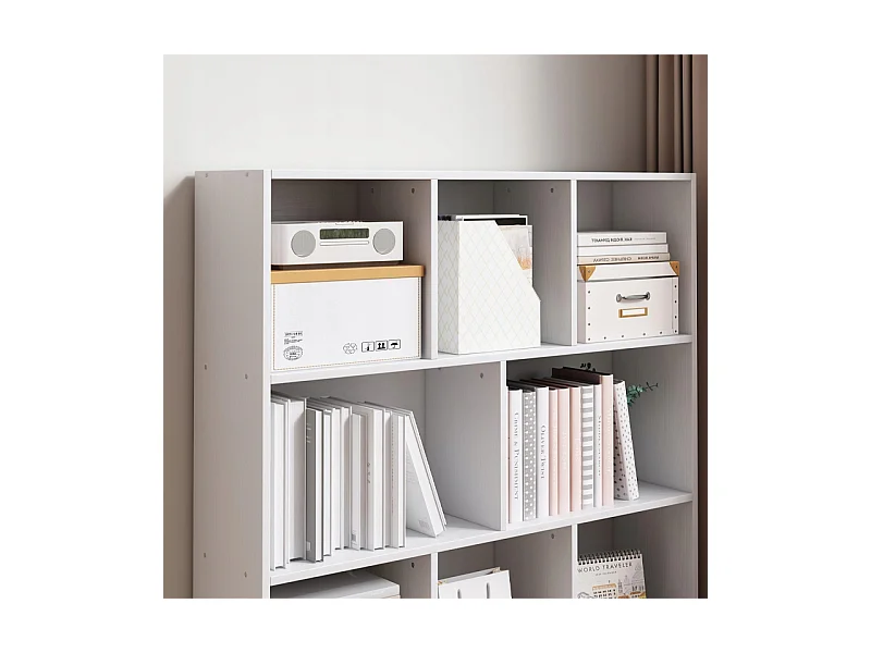 ÉTAGÈRE OUVERTE MODERNE BLANCHE ÉTAGÈRE ARMOIRE COMMODE 8 ÉTAGÈRES 100 CM