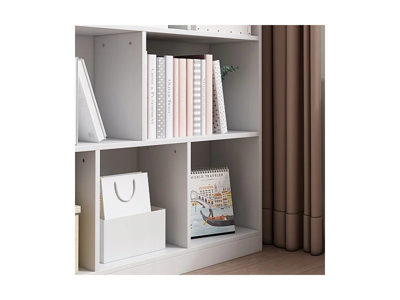 ÉTAGÈRE OUVERTE MODERNE BLANCHE ÉTAGÈRE ARMOIRE COMMODE 8 ÉTAGÈRES 100 CM