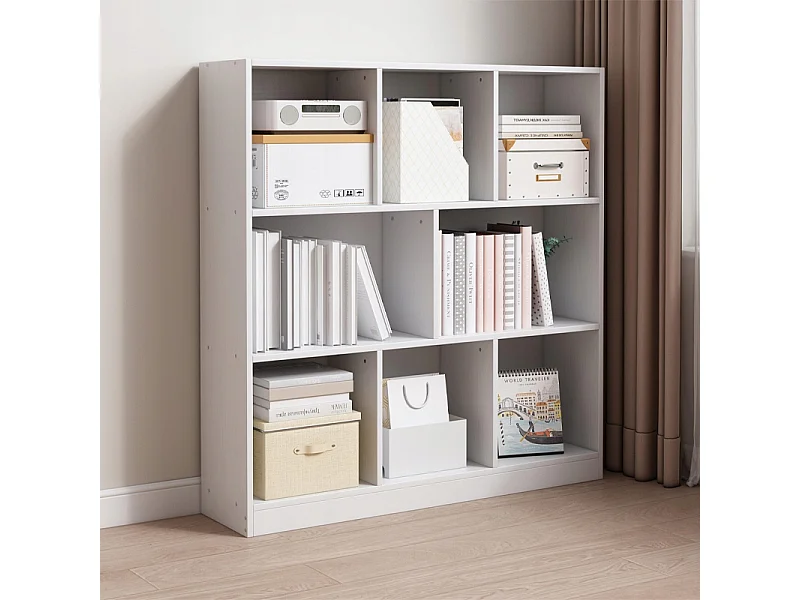 ÉTAGÈRE OUVERTE MODERNE BLANCHE ÉTAGÈRE ARMOIRE COMMODE 8 ÉTAGÈRES 100 CM