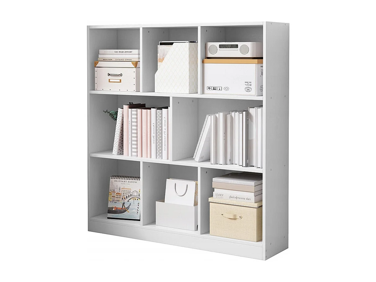 ÉTAGÈRE OUVERTE MODERNE BLANCHE ÉTAGÈRE ARMOIRE COMMODE 8 ÉTAGÈRES 100 CM