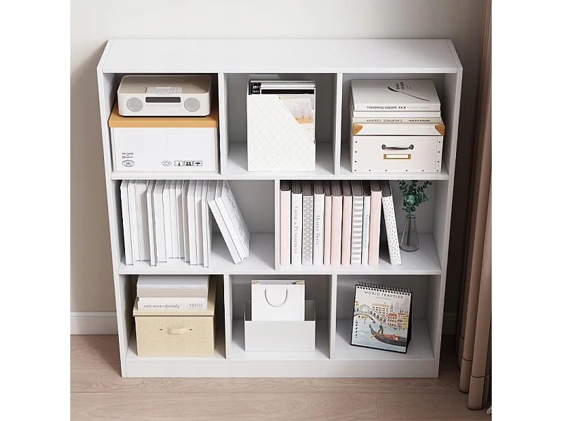 ÉTAGÈRE OUVERTE MODERNE BLANCHE ÉTAGÈRE ARMOIRE COMMODE 8 ÉTAGÈRES 100 CM