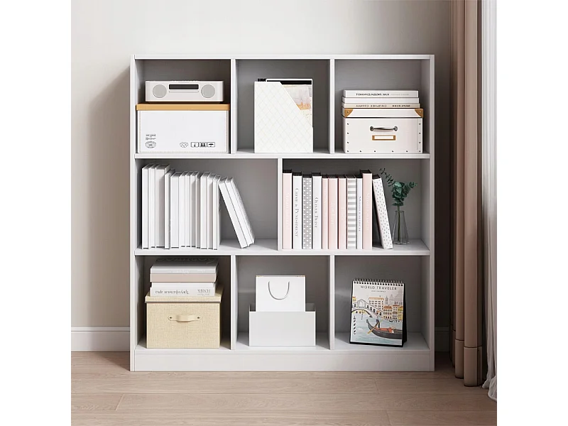 ÉTAGÈRE OUVERTE MODERNE BLANCHE ÉTAGÈRE ARMOIRE COMMODE 8 ÉTAGÈRES 100 CM