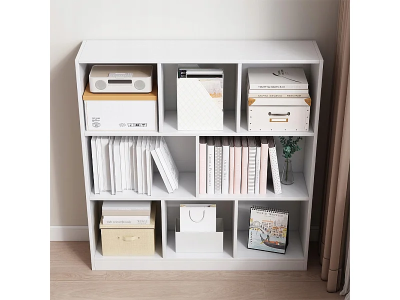 ÉTAGÈRE OUVERTE MODERNE BLANCHE ÉTAGÈRE ARMOIRE COMMODE 8 ÉTAGÈRES 100 CM