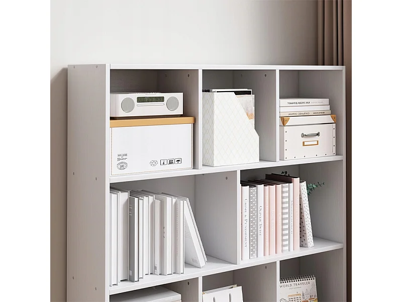 ÉTAGÈRE OUVERTE MODERNE BLANCHE ÉTAGÈRE ARMOIRE COMMODE 8 ÉTAGÈRES 100 CM