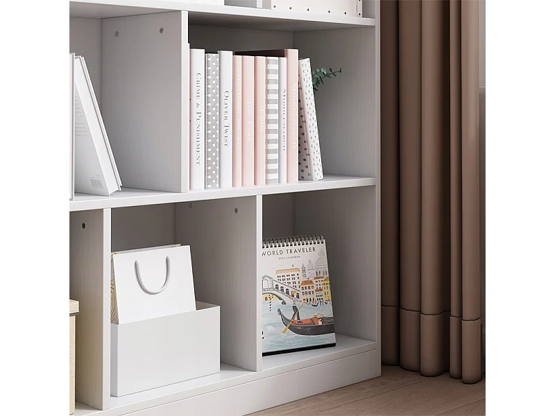 ÉTAGÈRE OUVERTE MODERNE BLANCHE ÉTAGÈRE ARMOIRE COMMODE 8 ÉTAGÈRES 100 CM