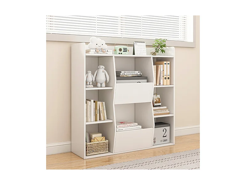 ÉTAGÈRE OUVERTE COMMODE KALAX SPACIEUSE BLANCHE POUR LIVRES DE BUREAU MODERNE GRANDE