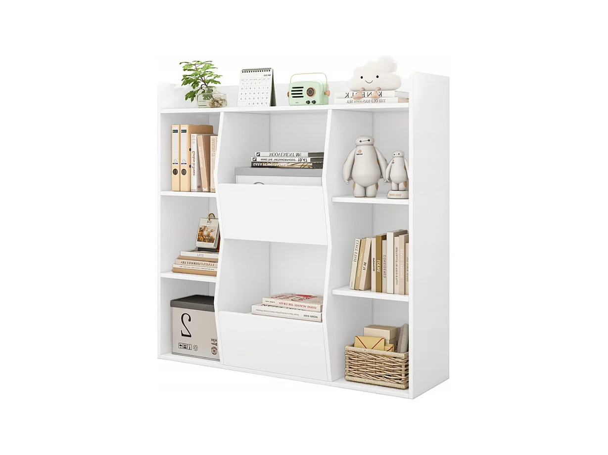 ÉTAGÈRE OUVERTE COMMODE KALAX SPACIEUSE BLANCHE POUR LIVRES DE BUREAU MODERNE GRANDE