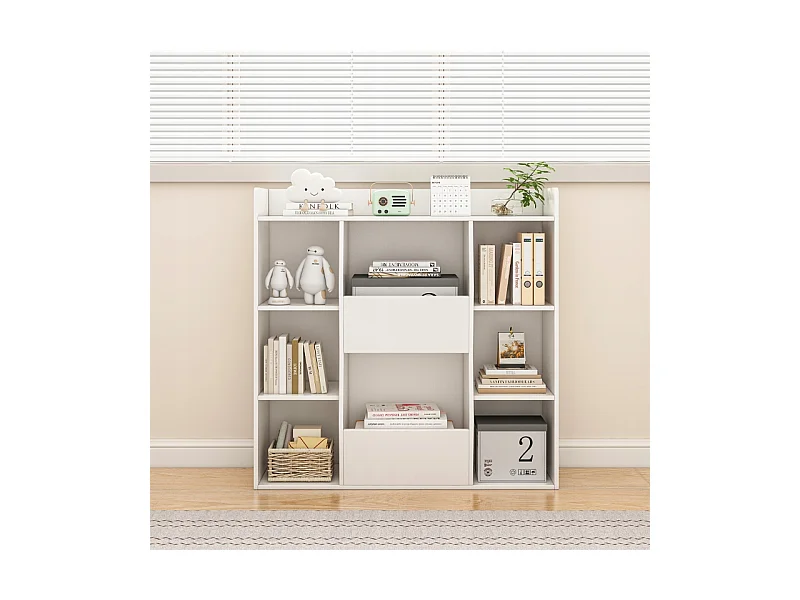 ÉTAGÈRE OUVERTE COMMODE KALAX SPACIEUSE BLANCHE POUR LIVRES DE BUREAU MODERNE GRANDE