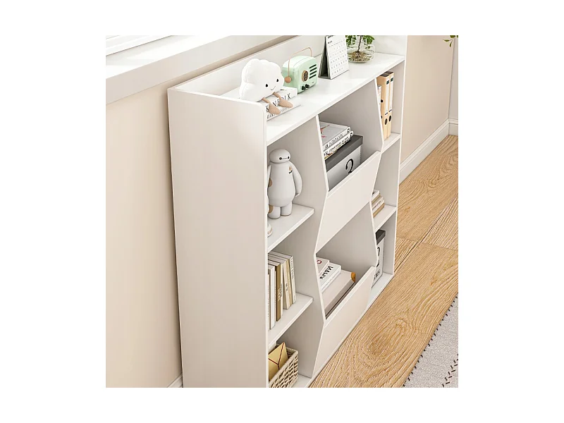 ÉTAGÈRE OUVERTE COMMODE KALAX SPACIEUSE BLANCHE POUR LIVRES DE BUREAU MODERNE GRANDE