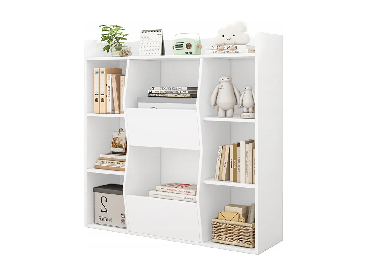 ÉTAGÈRE OUVERTE COMMODE KALAX SPACIEUSE BLANCHE POUR LIVRES DE BUREAU MODERNE GRANDE