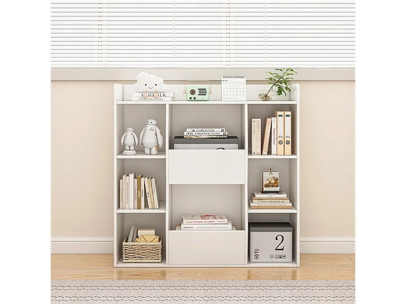 ÉTAGÈRE OUVERTE COMMODE KALAX SPACIEUSE BLANCHE POUR LIVRES DE BUREAU MODERNE GRANDE